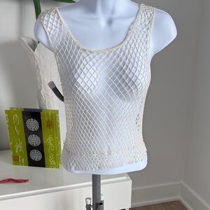Elegant Cream Mesh Women's Top